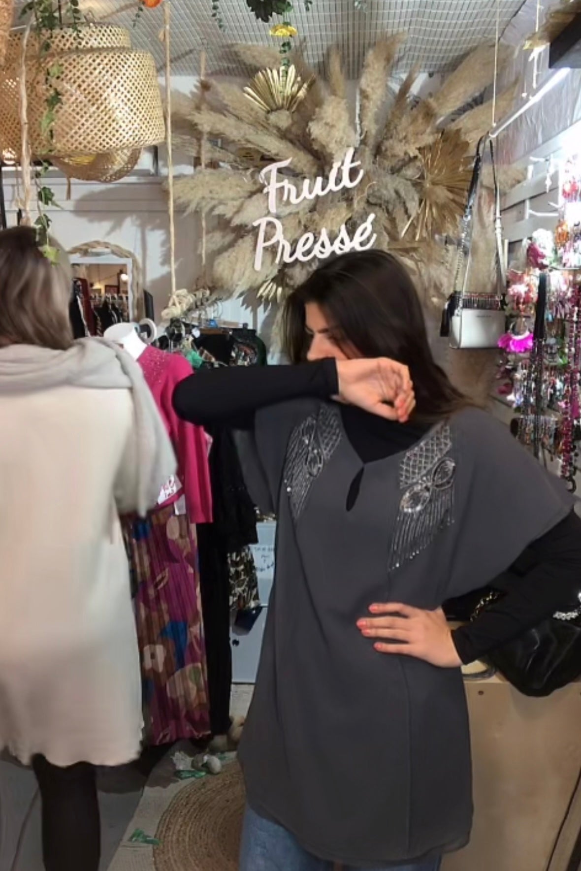 robe voila grise a sequin et perle taille M zara basics