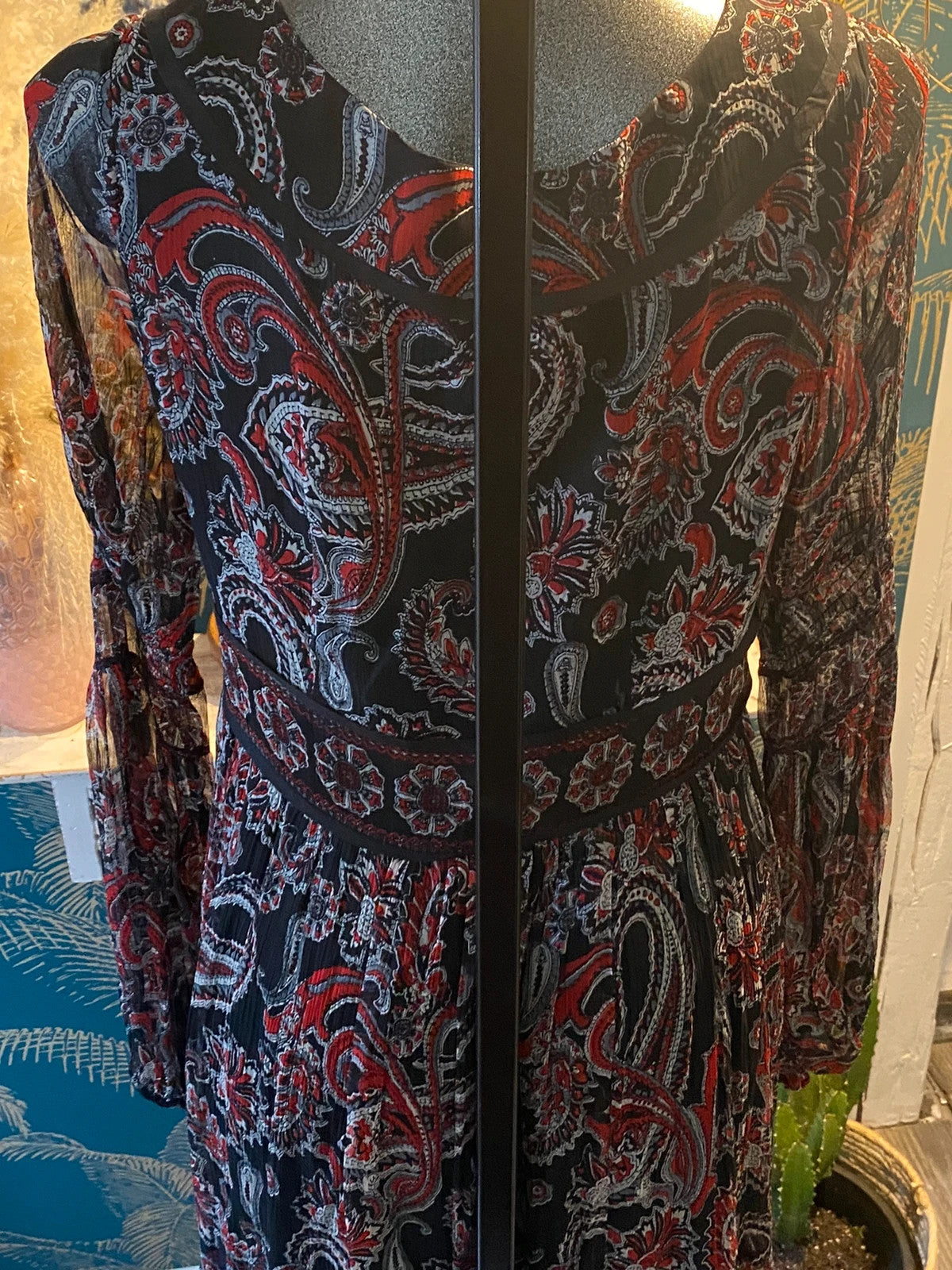 Robe bohème, longue avec voile col v , taille S