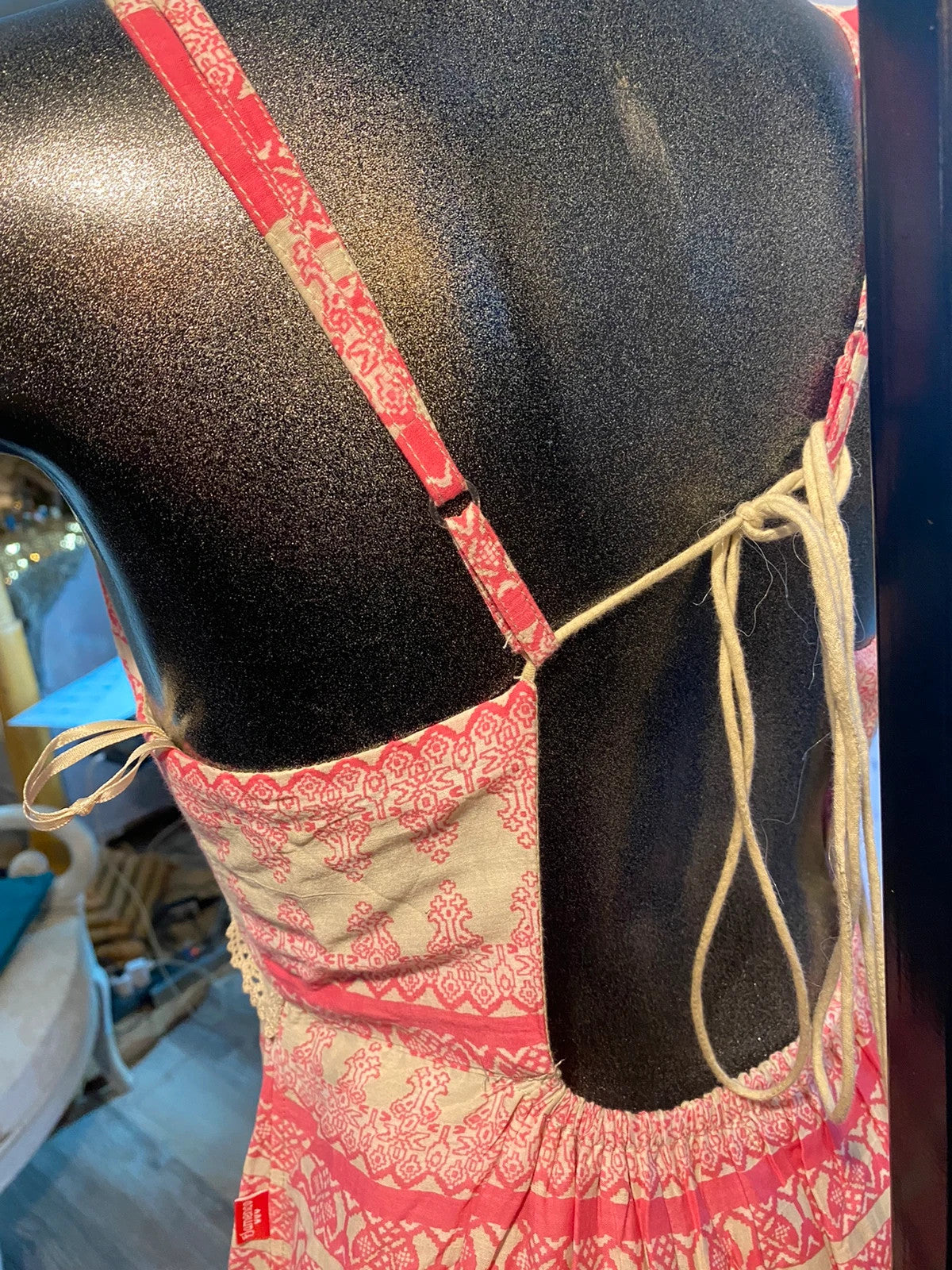 Robe rose été dentelle, taille S flamenco