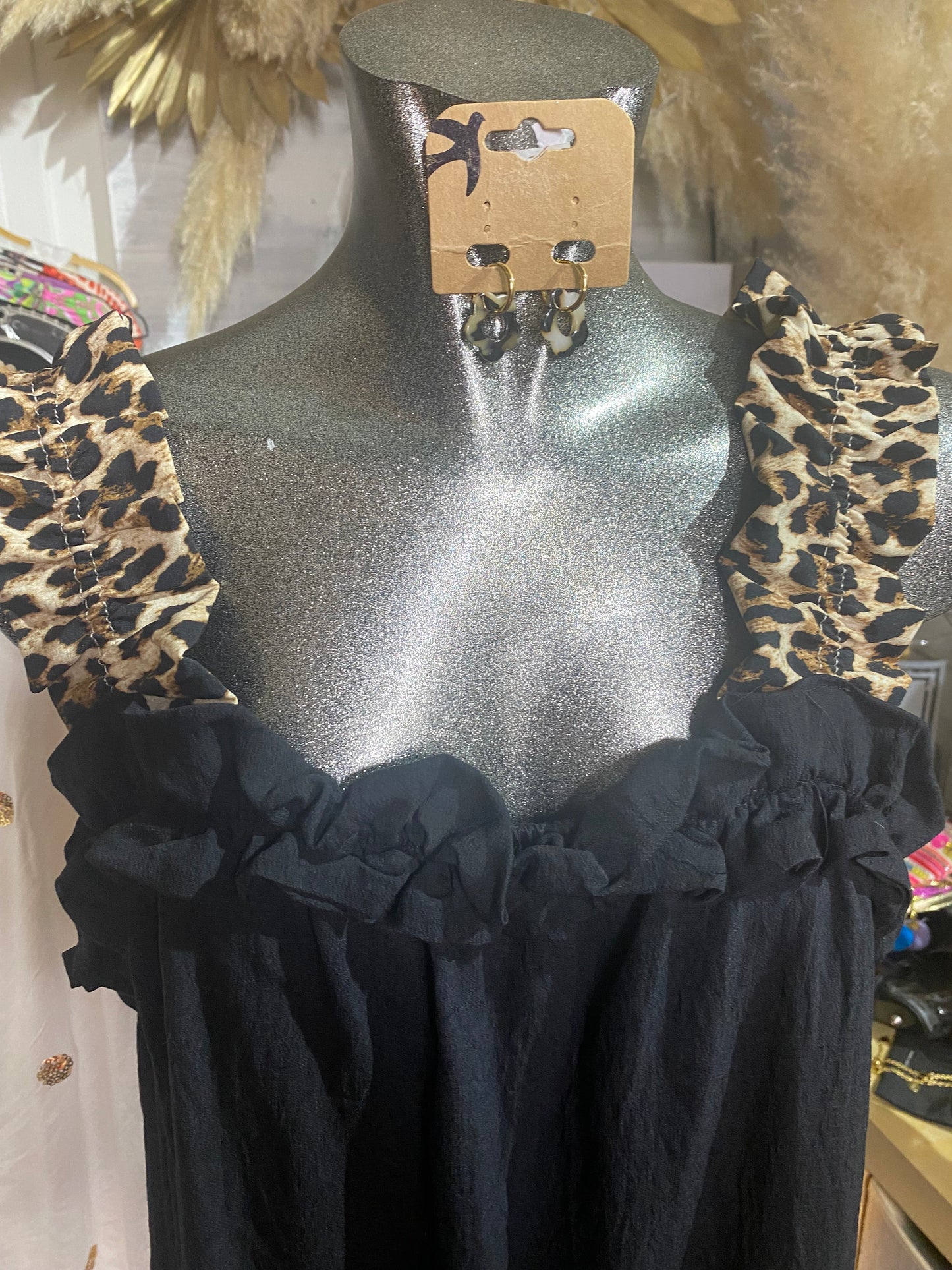 ROBE COLLECTION PARIS/MILAN LEOPARD NOIR TAILLE UNIQUE