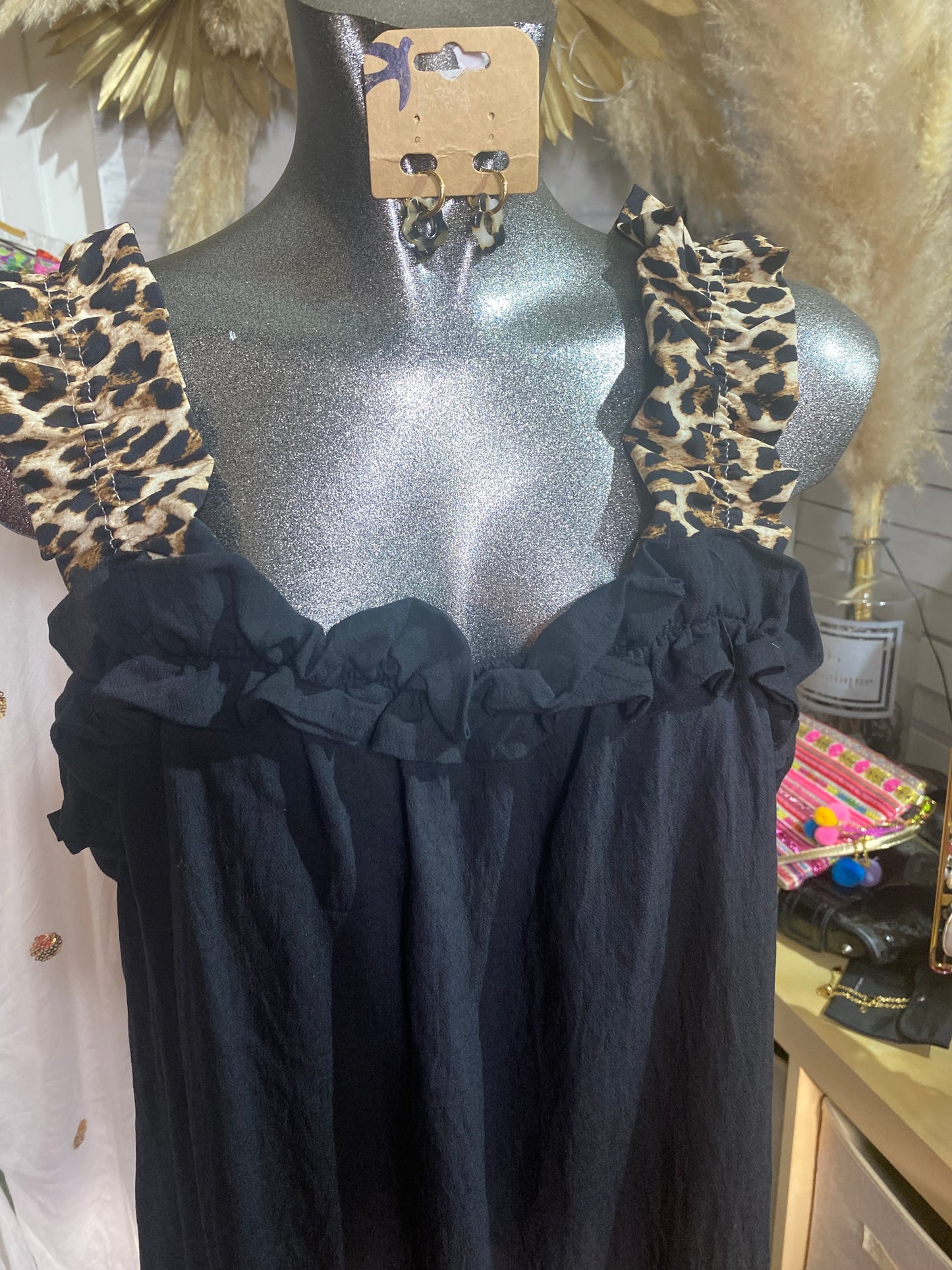 ROBE COLLECTION PARIS/MILAN LEOPARD NOIR TAILLE UNIQUE
