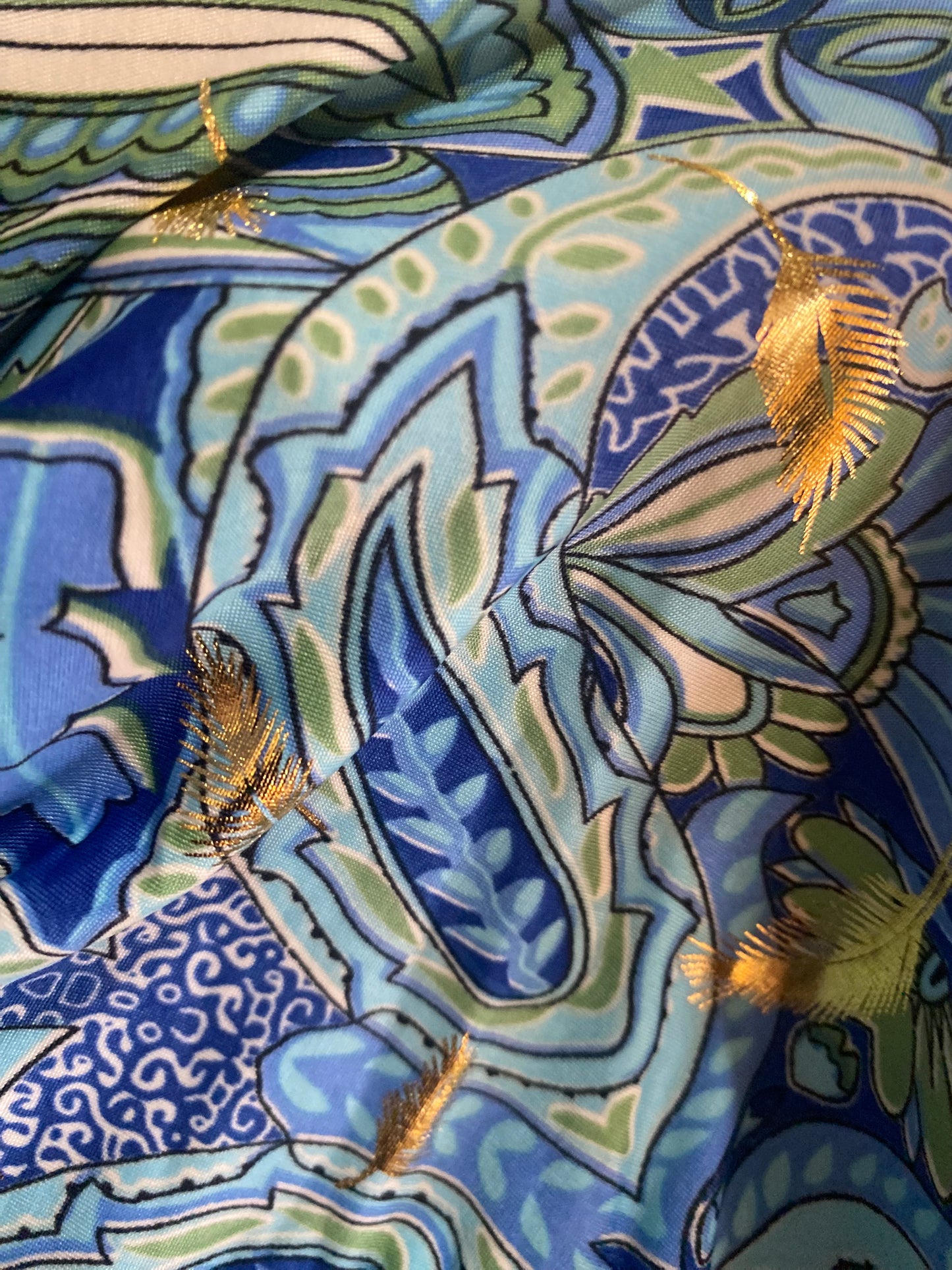 robe magique bleu feuille d'or a manche