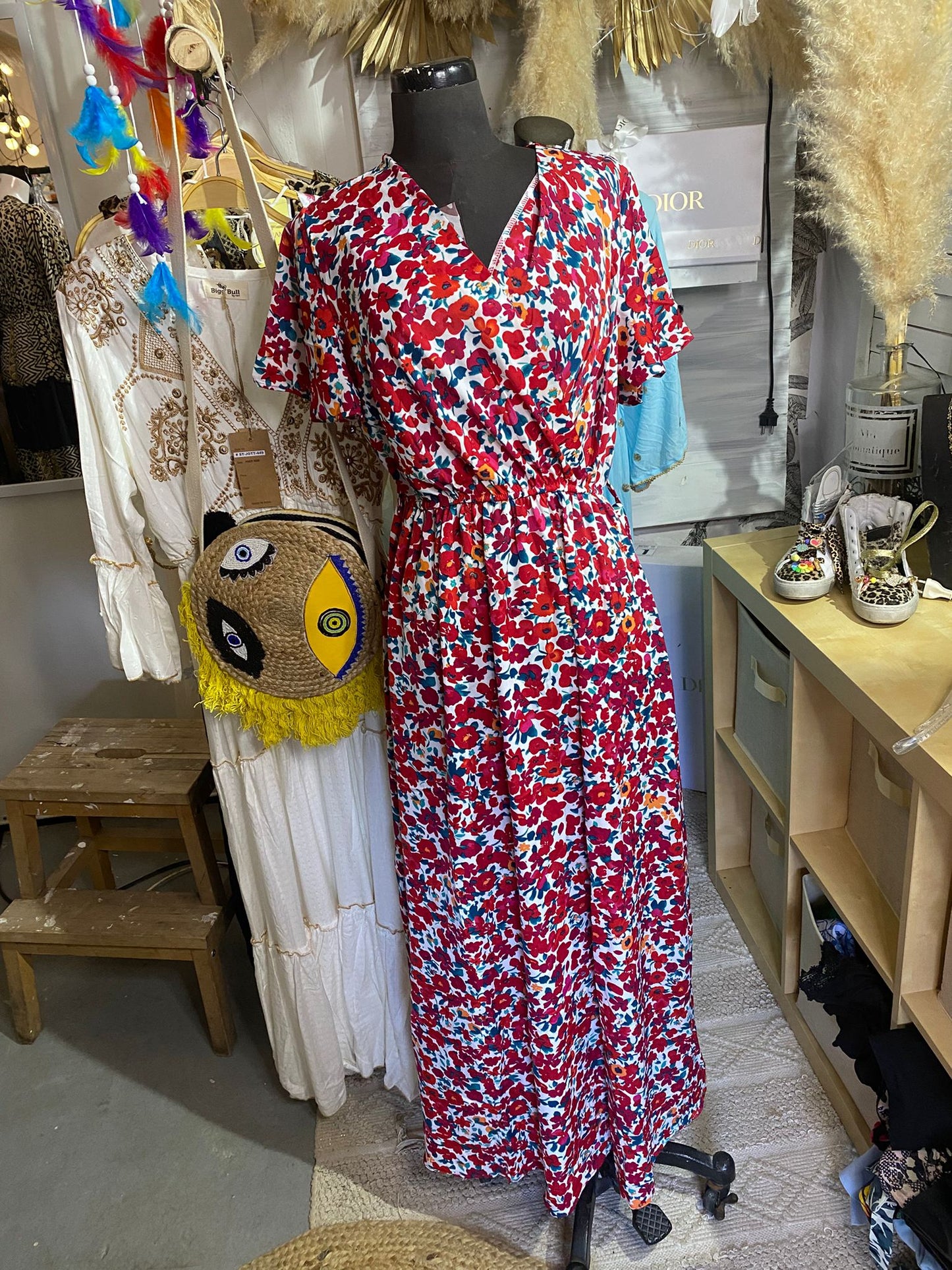 Robe fleurie a volant taille unique (36/50)