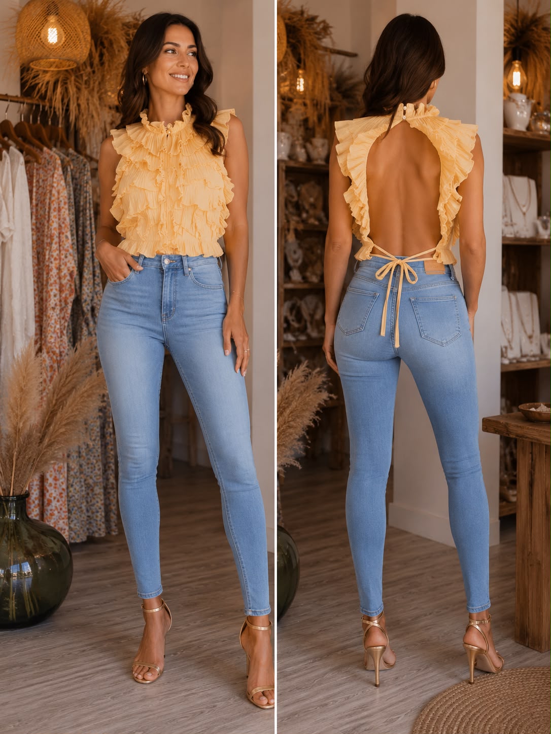 haut creation dos nu magnifique ! jaune