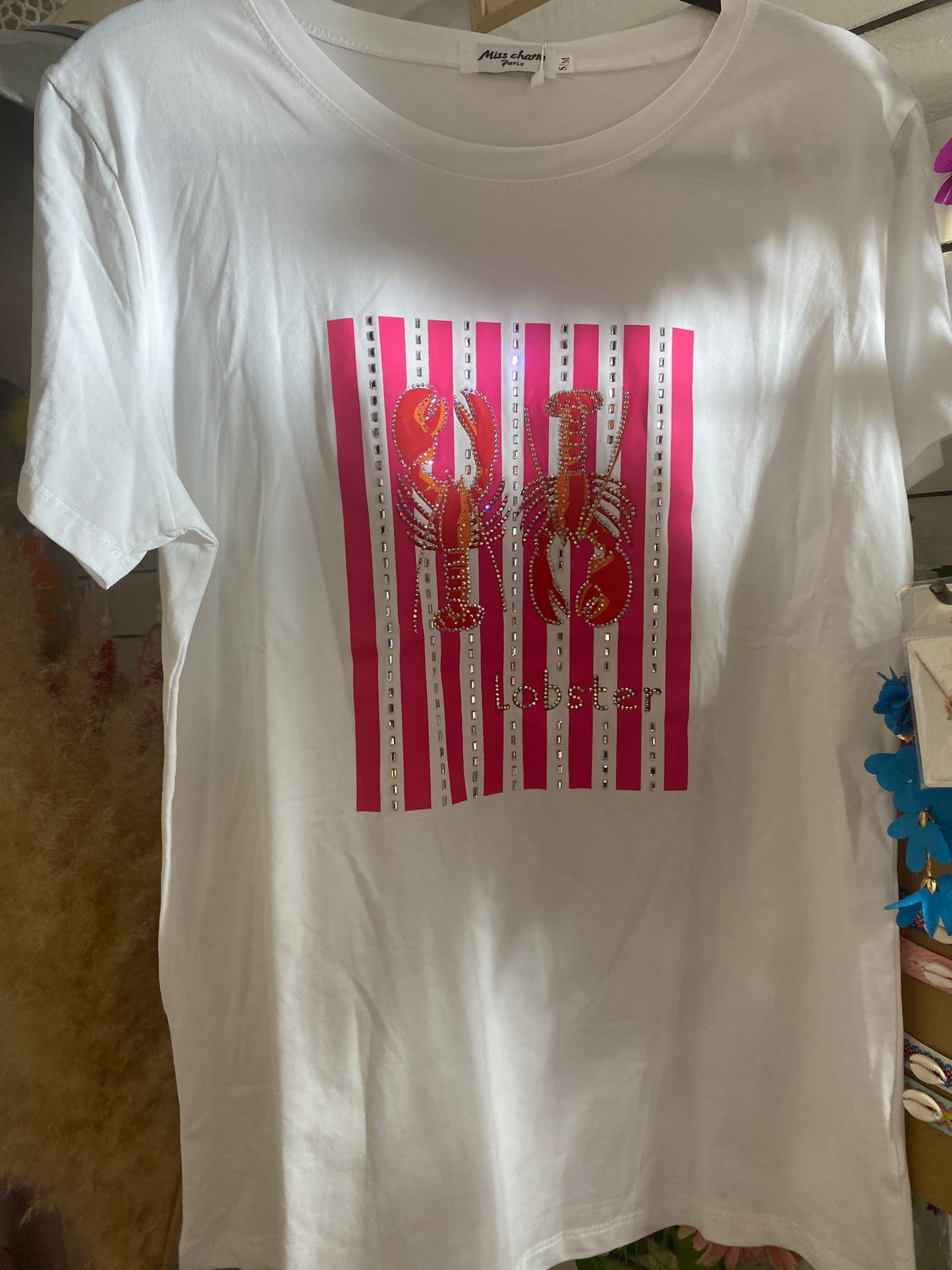 tee-shirt homards plage lycra blanc sm l xl